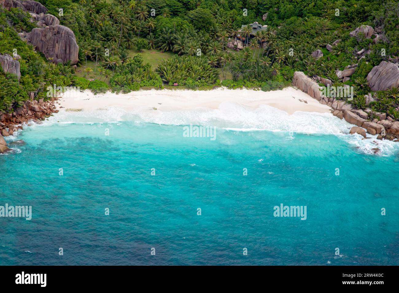Aerial view of Grande Soeur Island, Seychelles Stock Photo