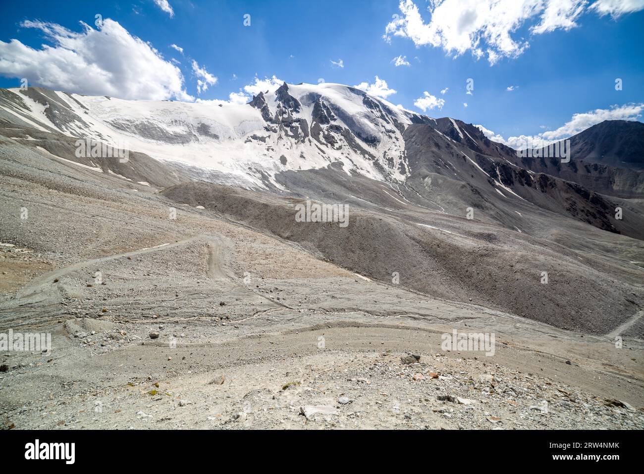 Mountain serpentine road in majestic Tien Shan mountains. Kyrgyzstan Stock Photo