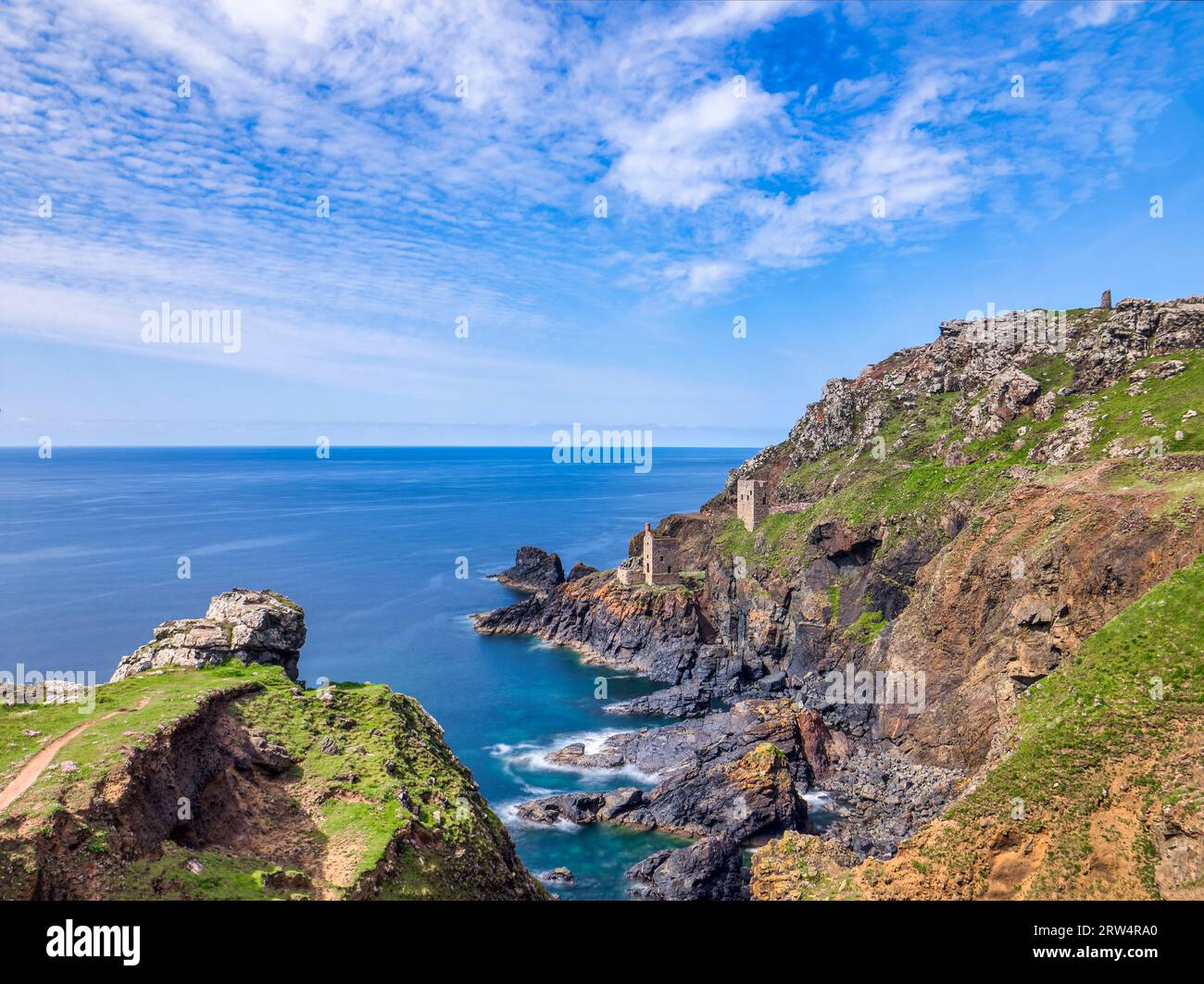 The Crowns Engine Houses, part of the Botallack Mine in Cornwall, England,UK. Stock Photo