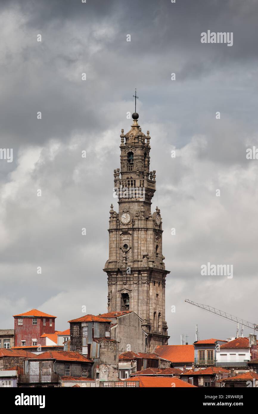 Clerigos Church bell tower in Porto, Portugal, 18th century Baroque style architecture Stock Photo