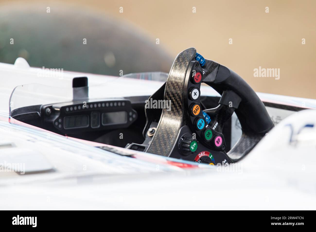 The complex steering wheel of a Formula 1 car Stock Photo Alamy