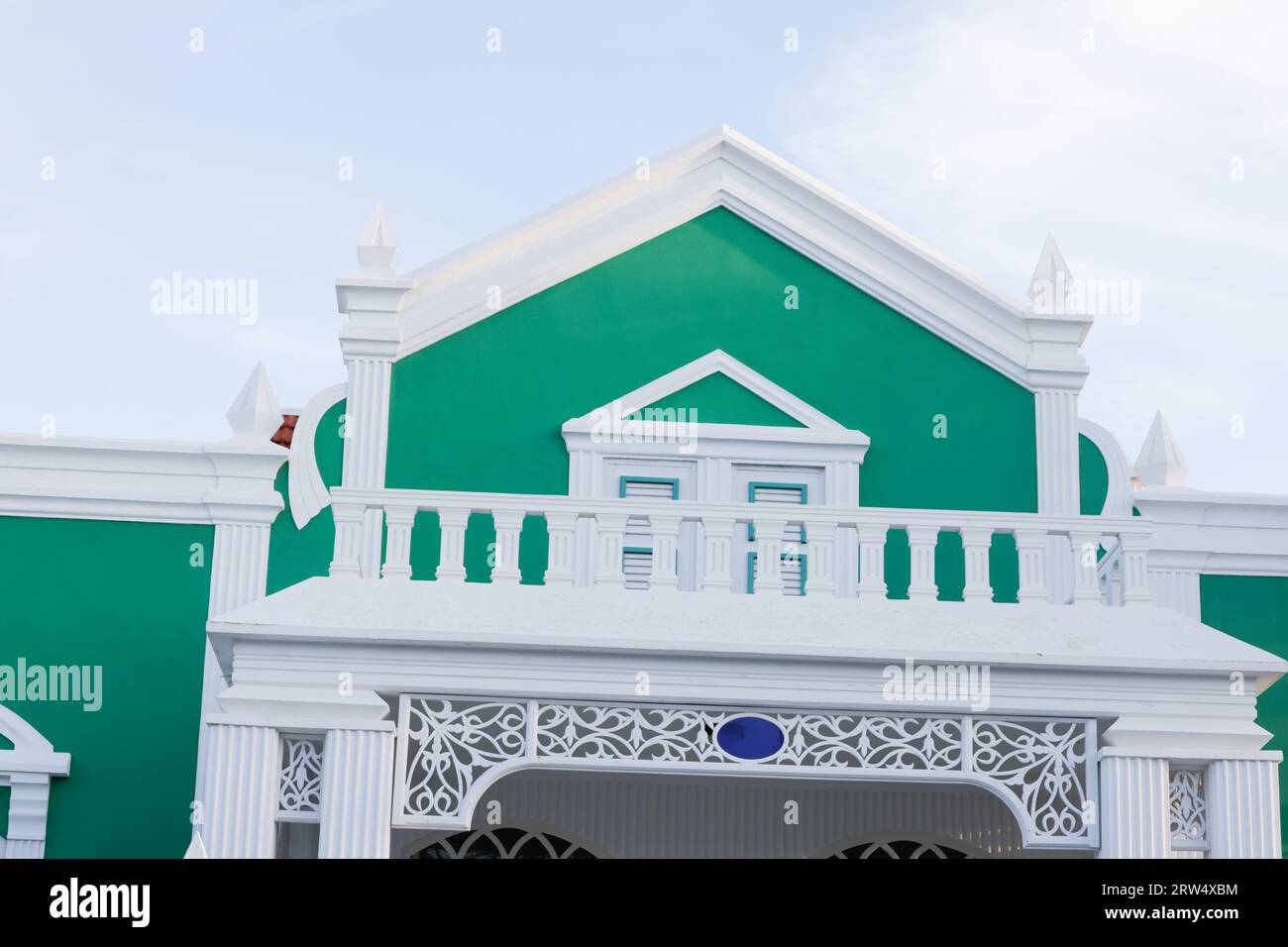 Oranjestad downtown panorama with typical Dutch colonial architecture ...