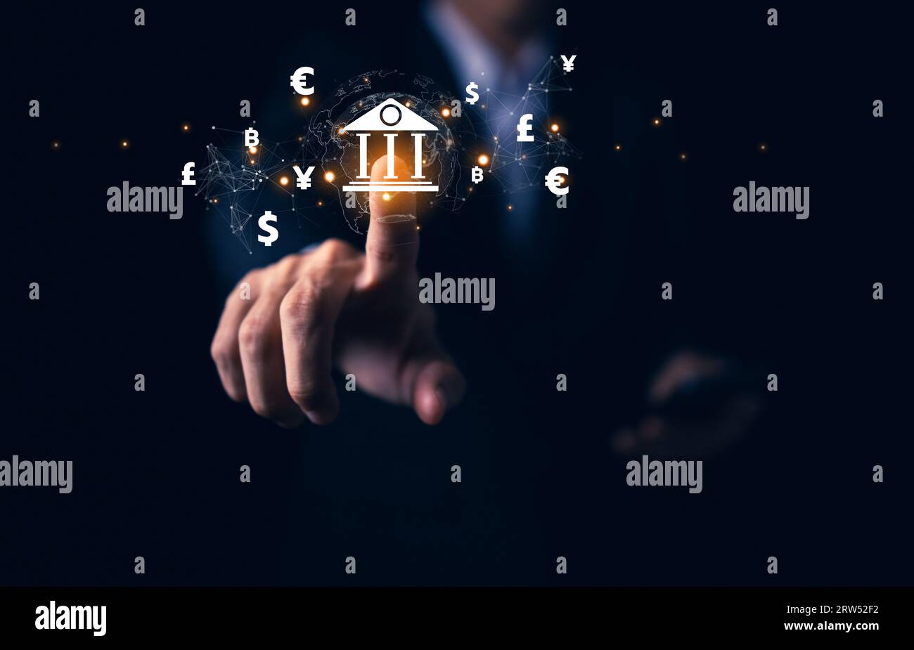 Money transaction exchange. Global currency network. Financial