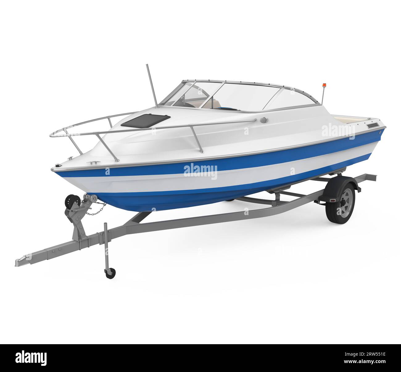 Speedboat on the Trailer Isolated Stock Photo