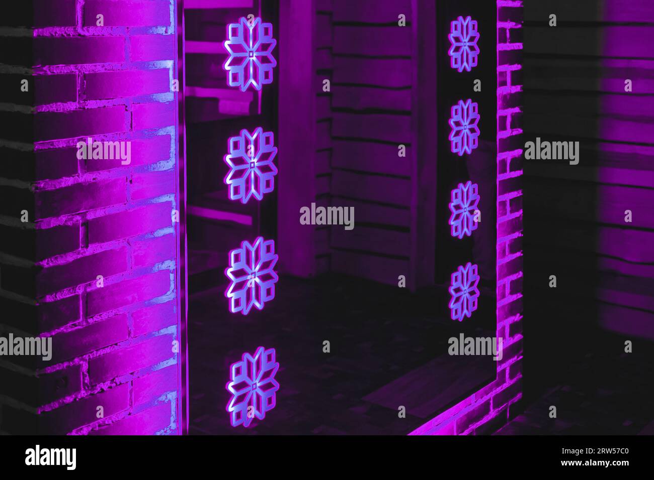 The mirror reflects the interior of the room inside, glass with pink