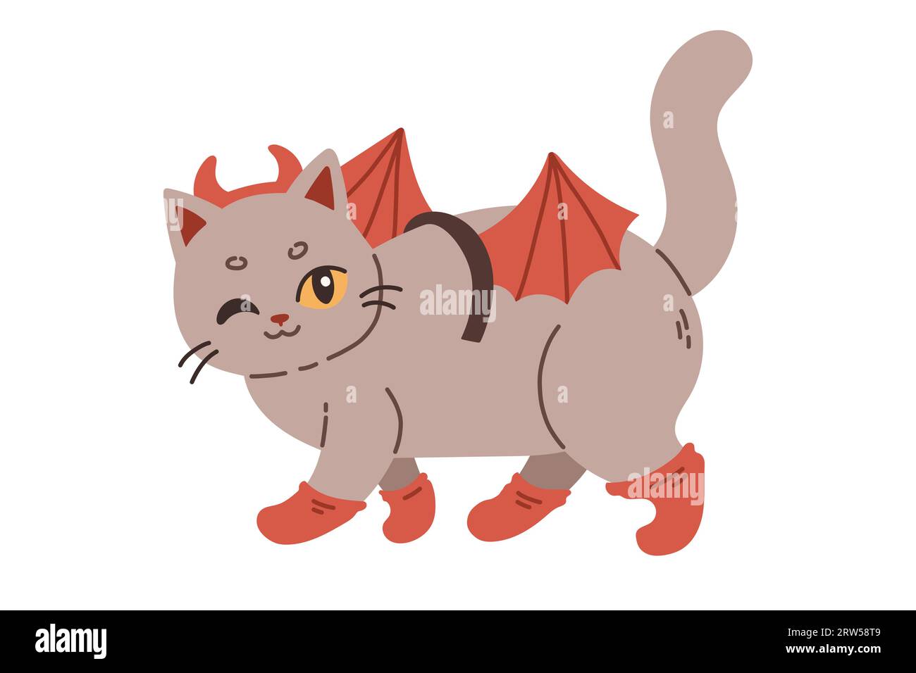 Halloween cat. Grey kitten in Dracula costume. Happy halloween costume