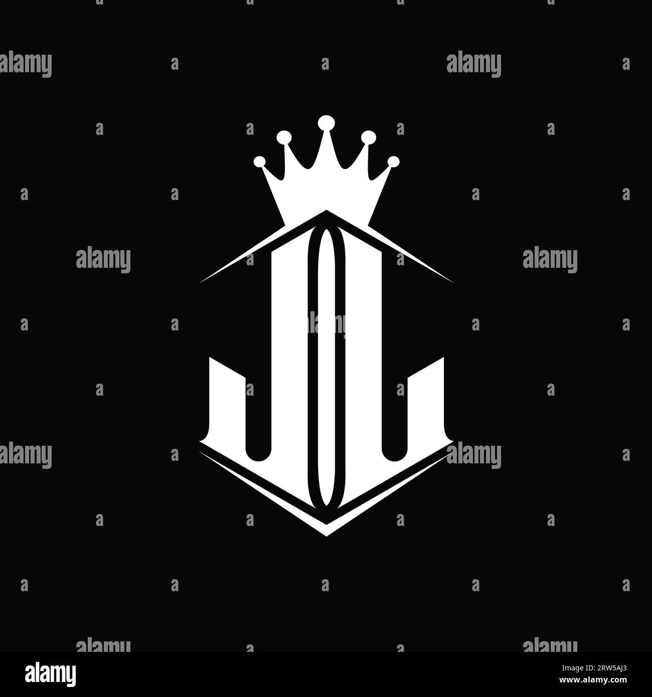 JL Letter Logo monogram hexagon shield shape crown with sharp style ...