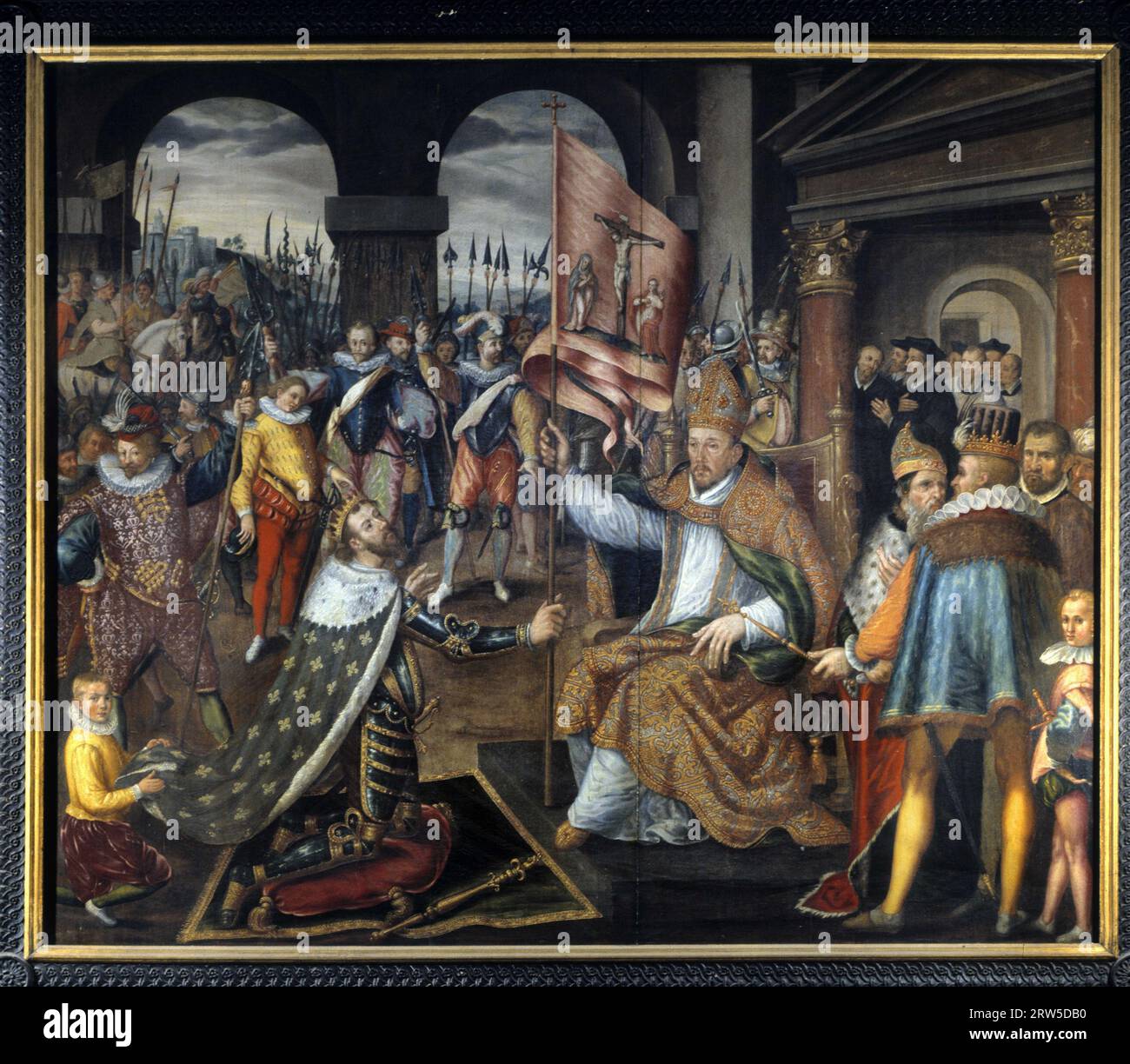 Abjuration of Henry IV (1553 - 1610) in 1572  - anonymous painting from the 16th century, cathedral of Tournai - Stock Photo