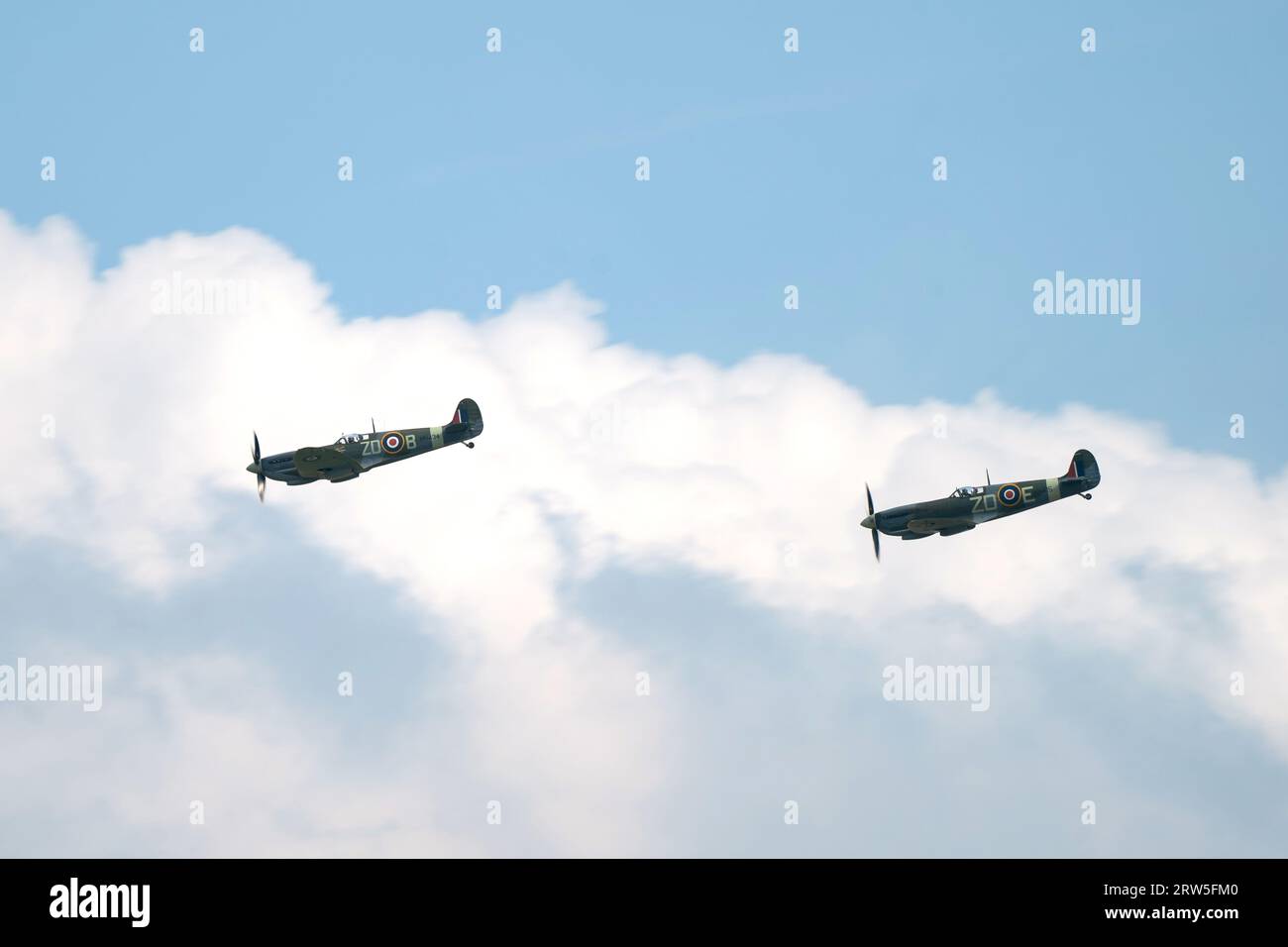 Supermarine Spitfire MH434 and MH415 during the Battle of Britain Air Show at IWM Duxford. Picture date: Saturday September 16, 2023. Stock Photo
