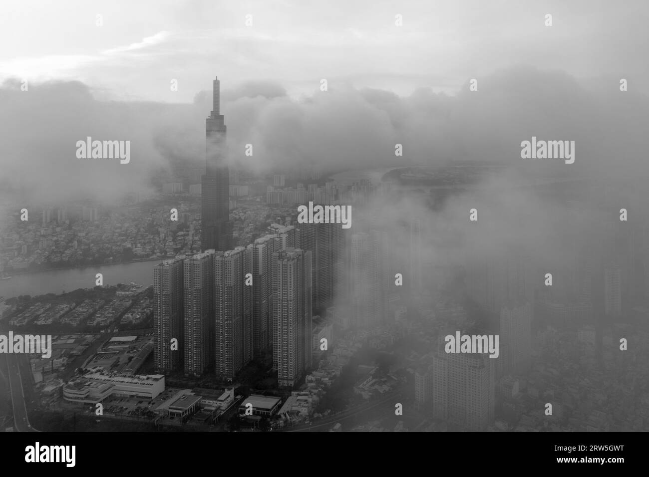 August 12, 2023: Panorama of Landmark residential area, where the 81-storey building is located, Binh Thanh District, Ho Chi Minh City Stock Photo