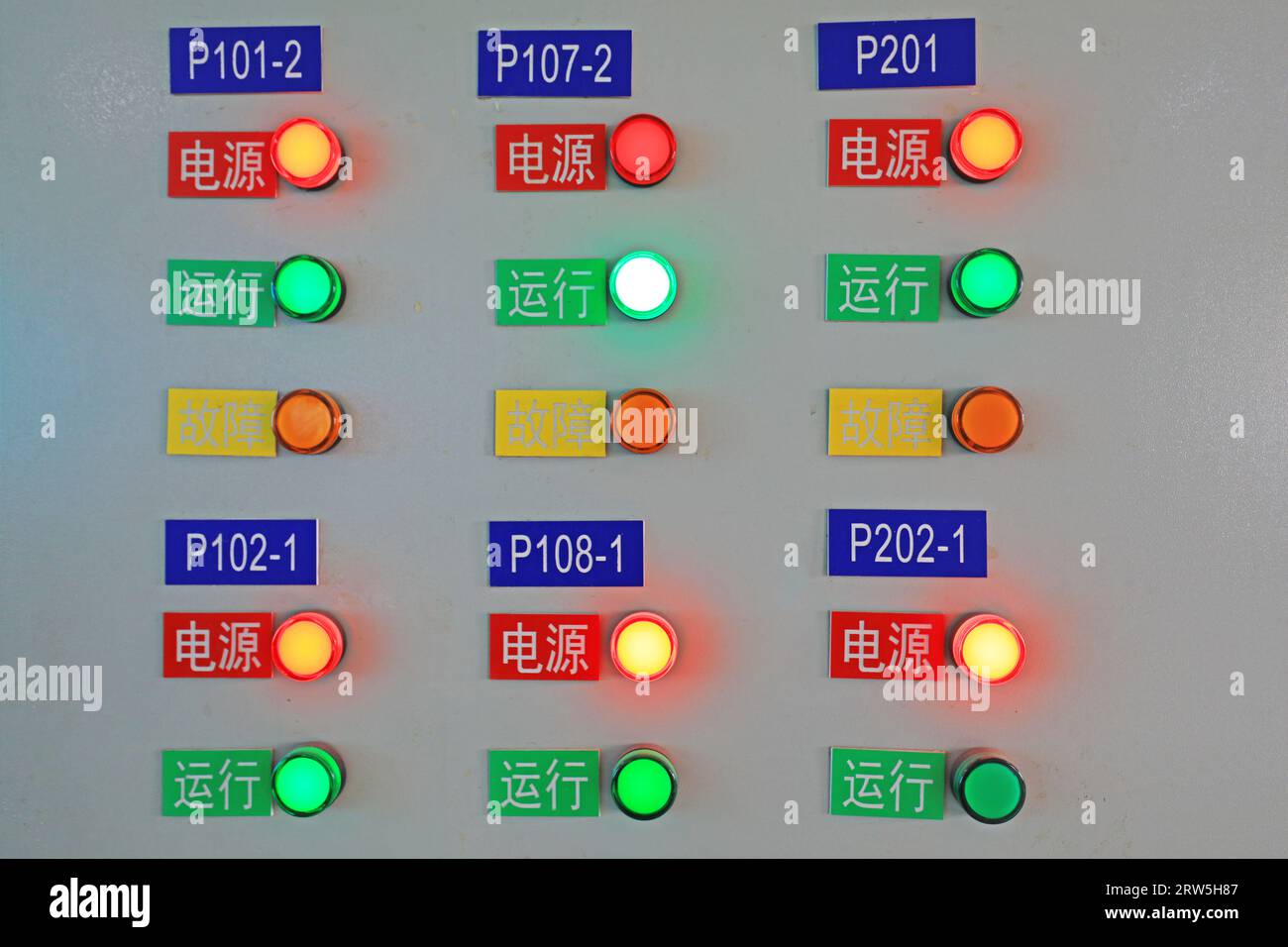 Display button in central control room of industrial enterprise Stock