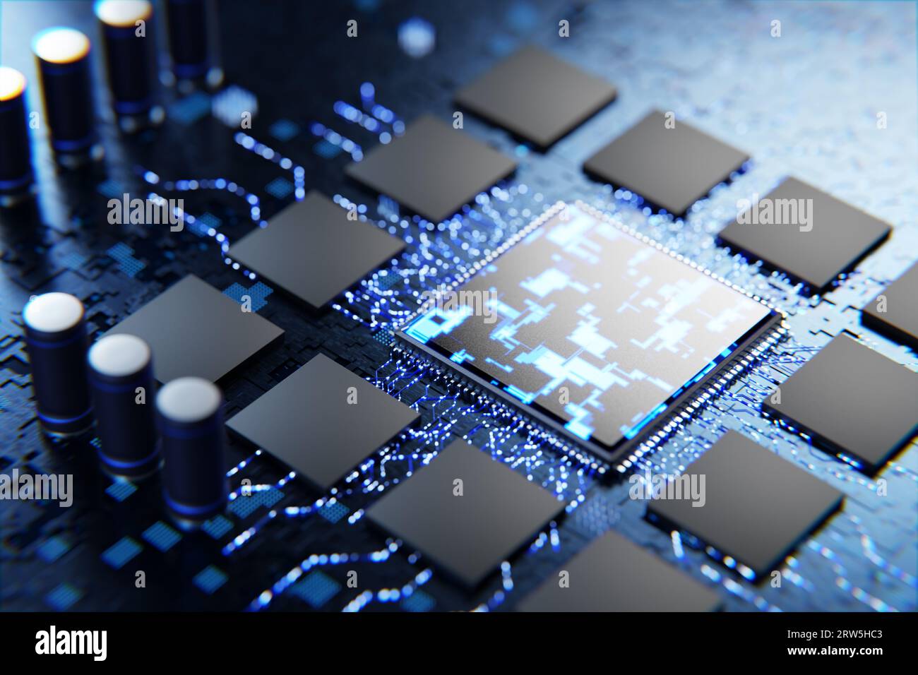 Abstract microchip. Conventional technologies. New microprocessor ...