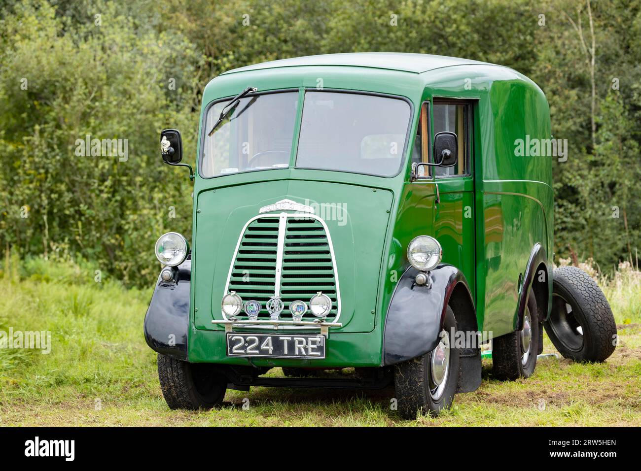 Morris J2 Van used by the GPO telephones section as a technical support vehicle and displayed at a vintage show Stock Photo