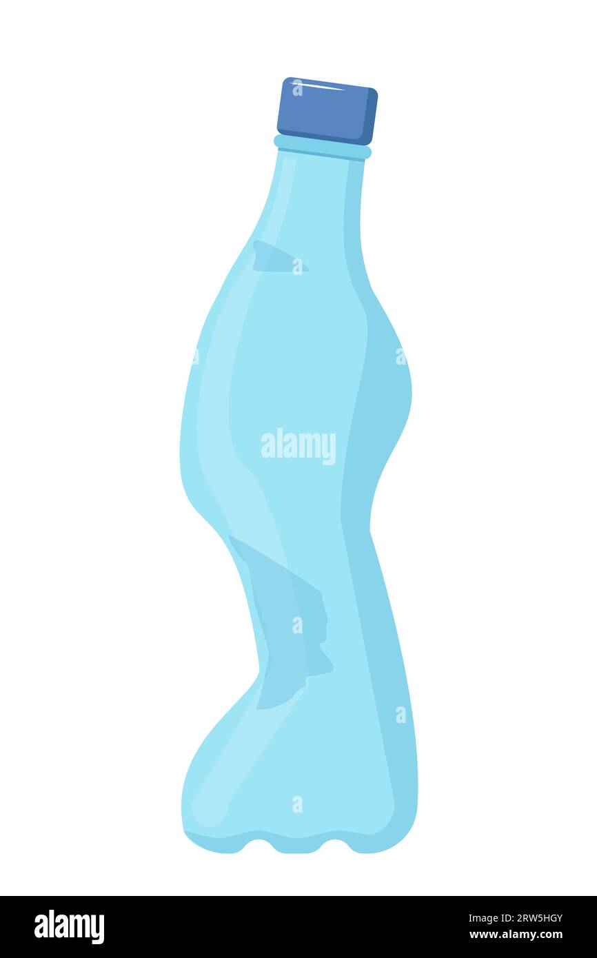 Crumpled plastic bottle. Plastic trash. Garbage recycle concept. Vector illustration Stock Vector