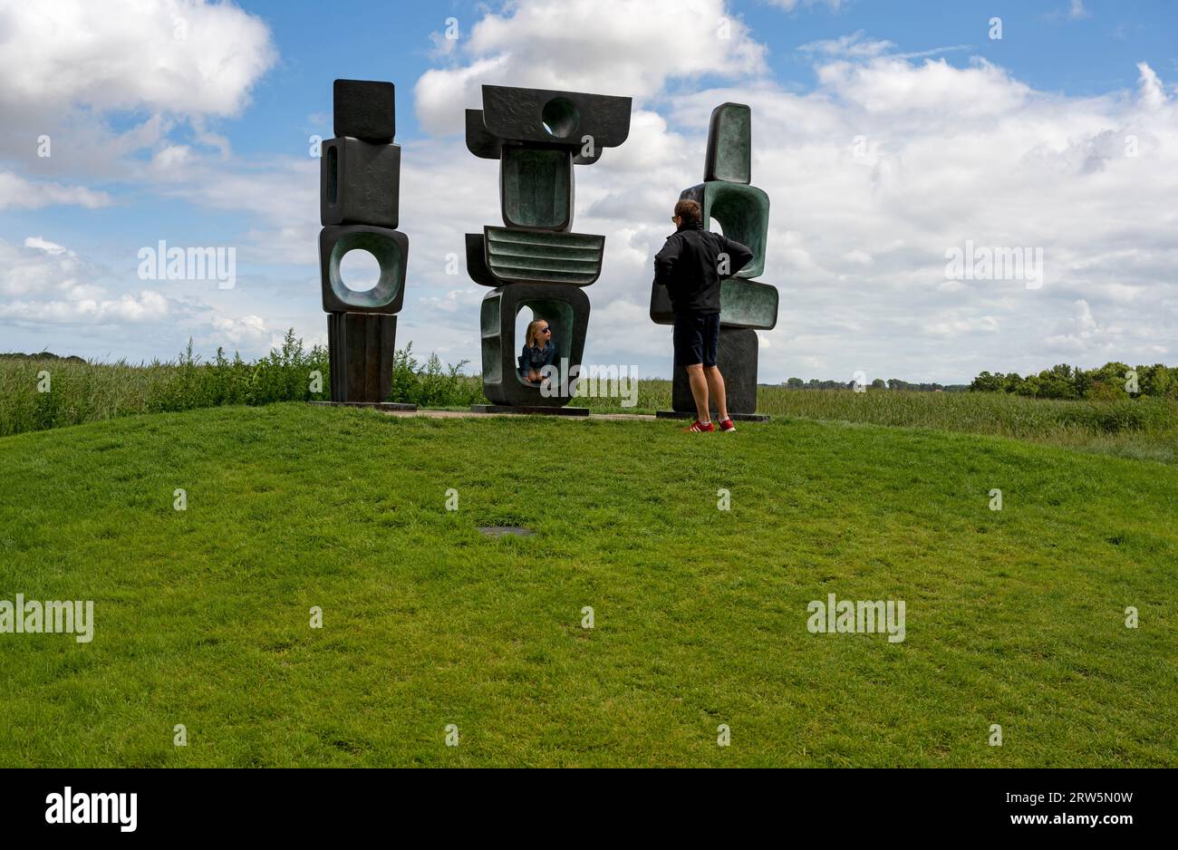 Barbara Hepworth family of man sculpture Snape Maltings Suffolk Stock ...