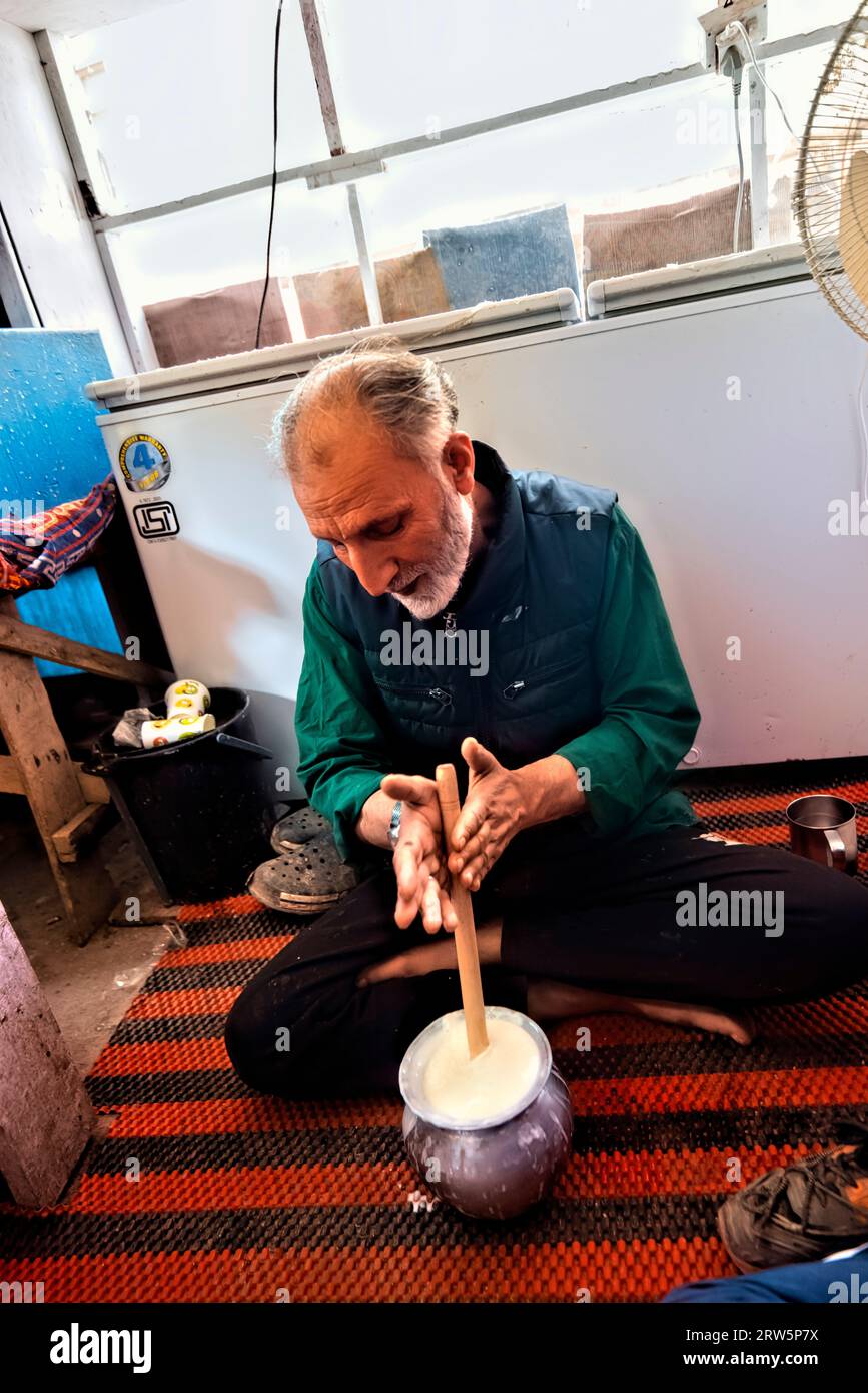 Traditional Indian lassi maker, Leh, Ladakh, India Stock Photo - Alamy
