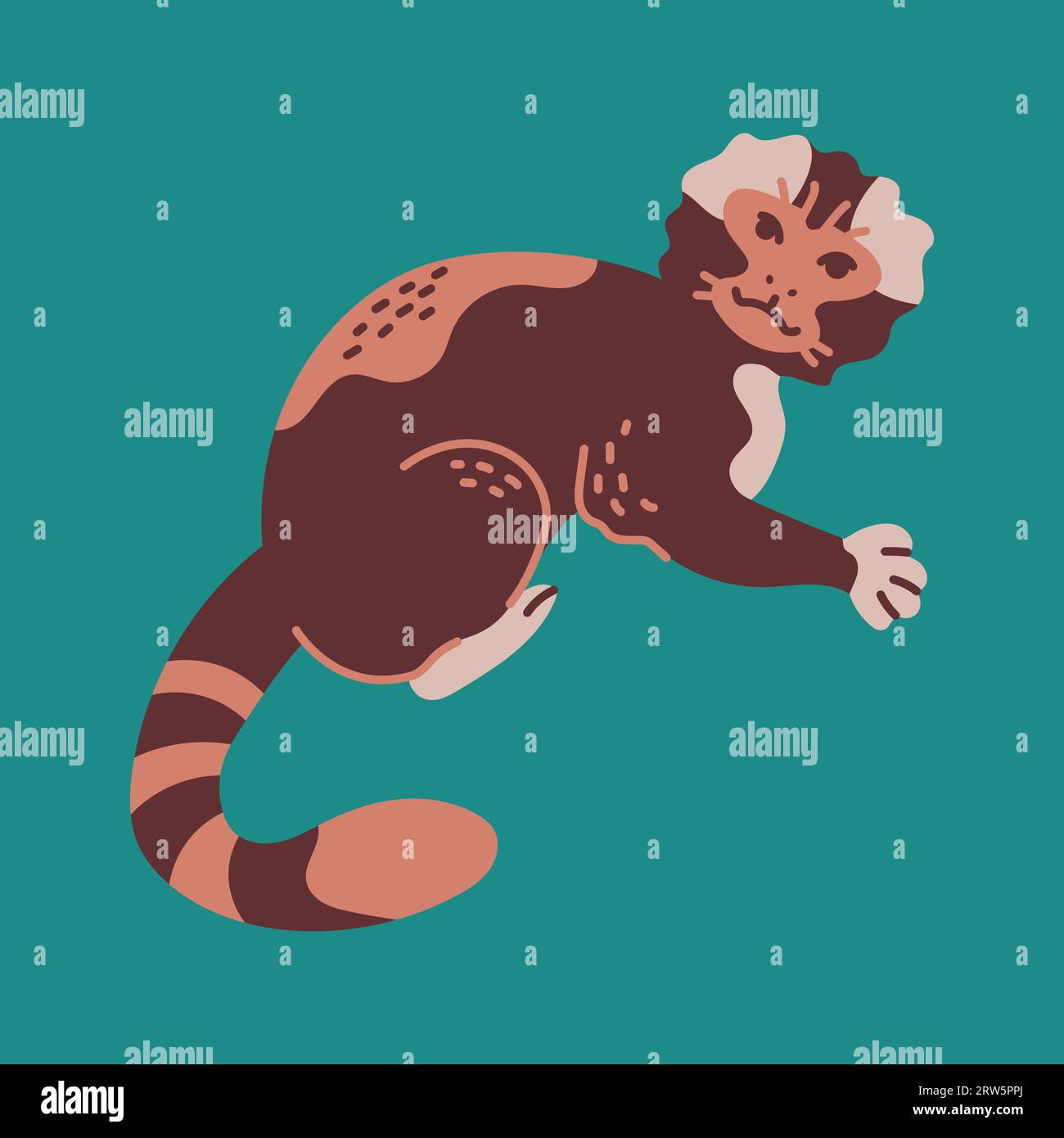 Hand drawn pygmy marmoset monkey color concept. Children's character