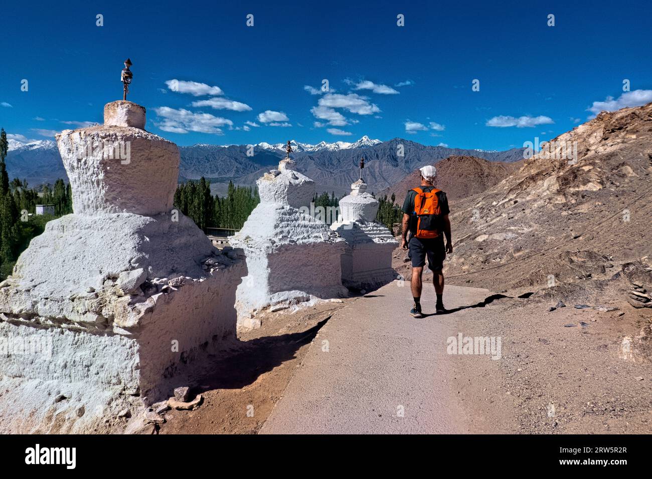 View of the Stok Range from Shanti Stupa, Leh, Ladakh, India Stock Photo