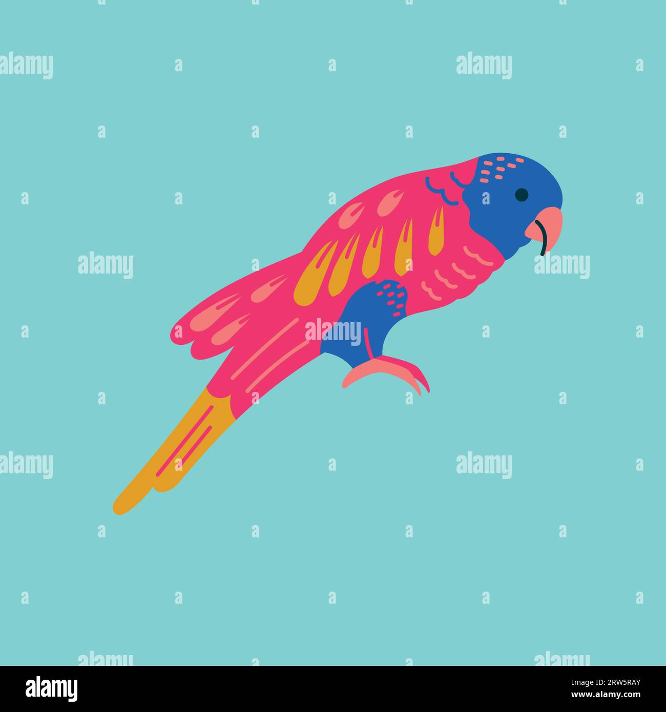 Multicolored lorikeet bird color element. Abstract exotic animal Stock