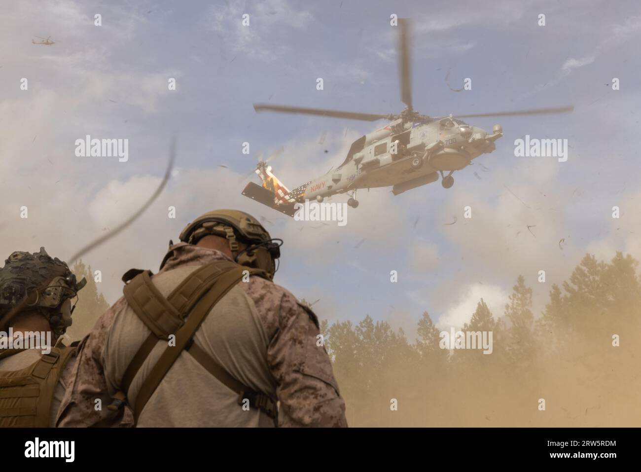 A U.S. Navy Sikorsky MH-60R Seahawk lands at at Townsend Bombing Range ...