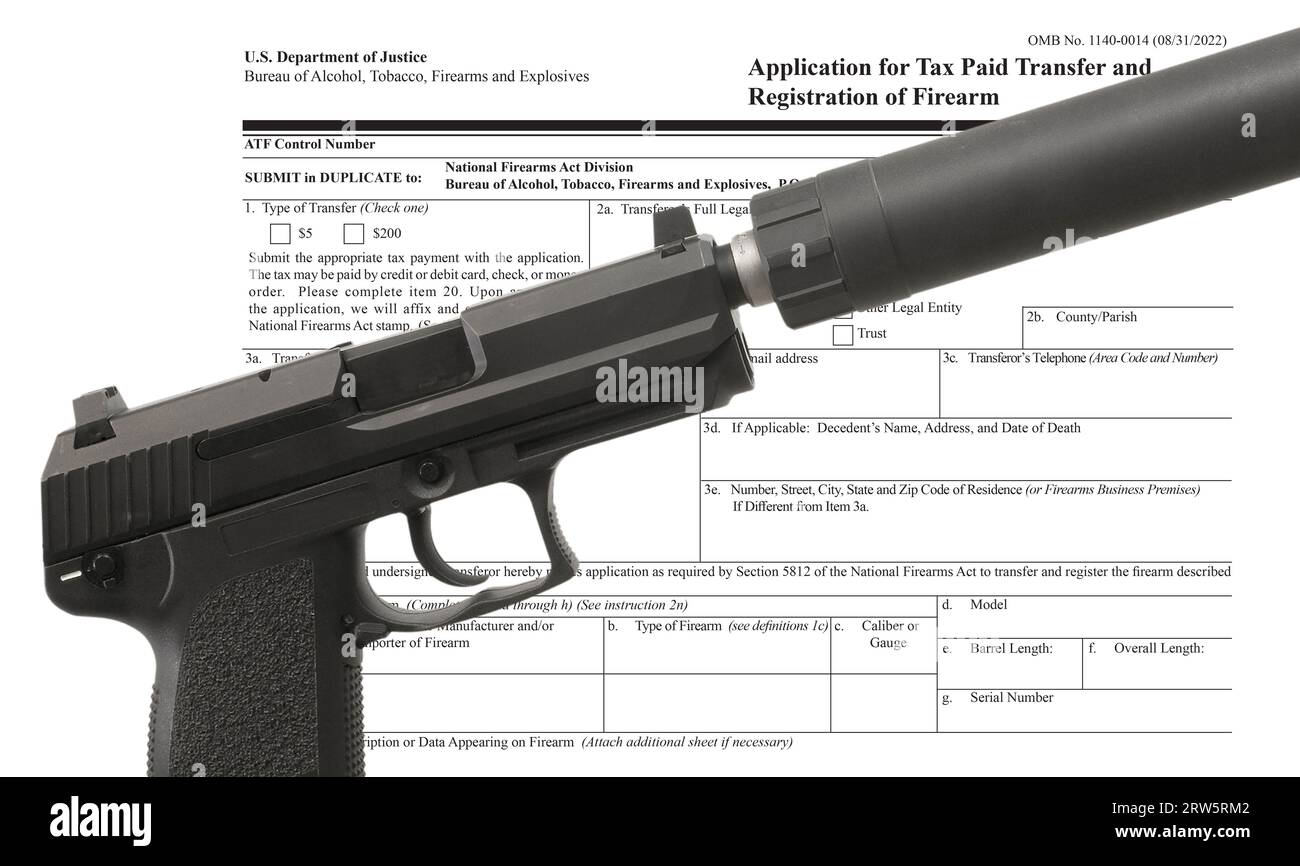 Silencer on a pistol with the public domain ATF form to take 