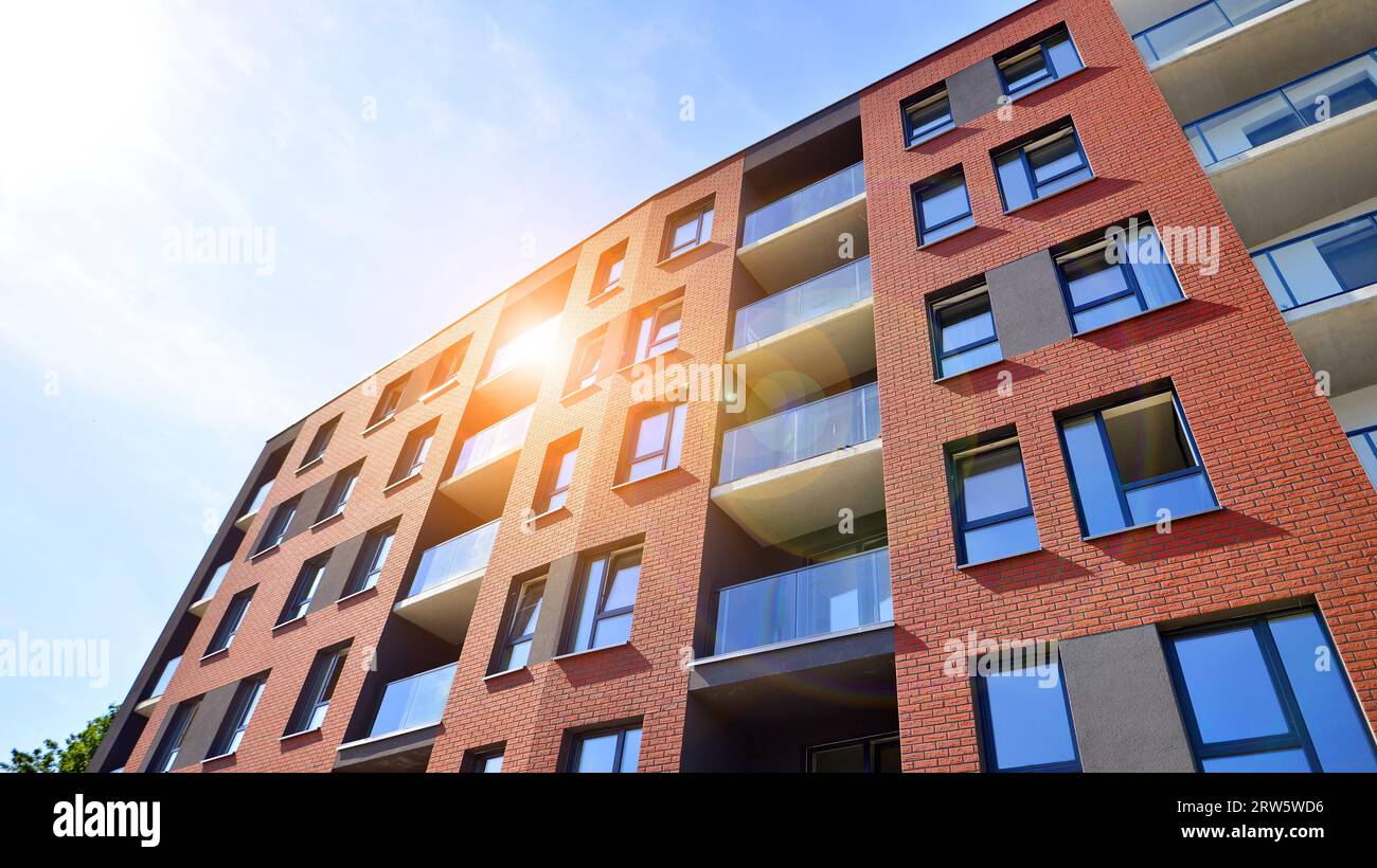 Modern apartment building in a residential area of a city. Contemporary ...