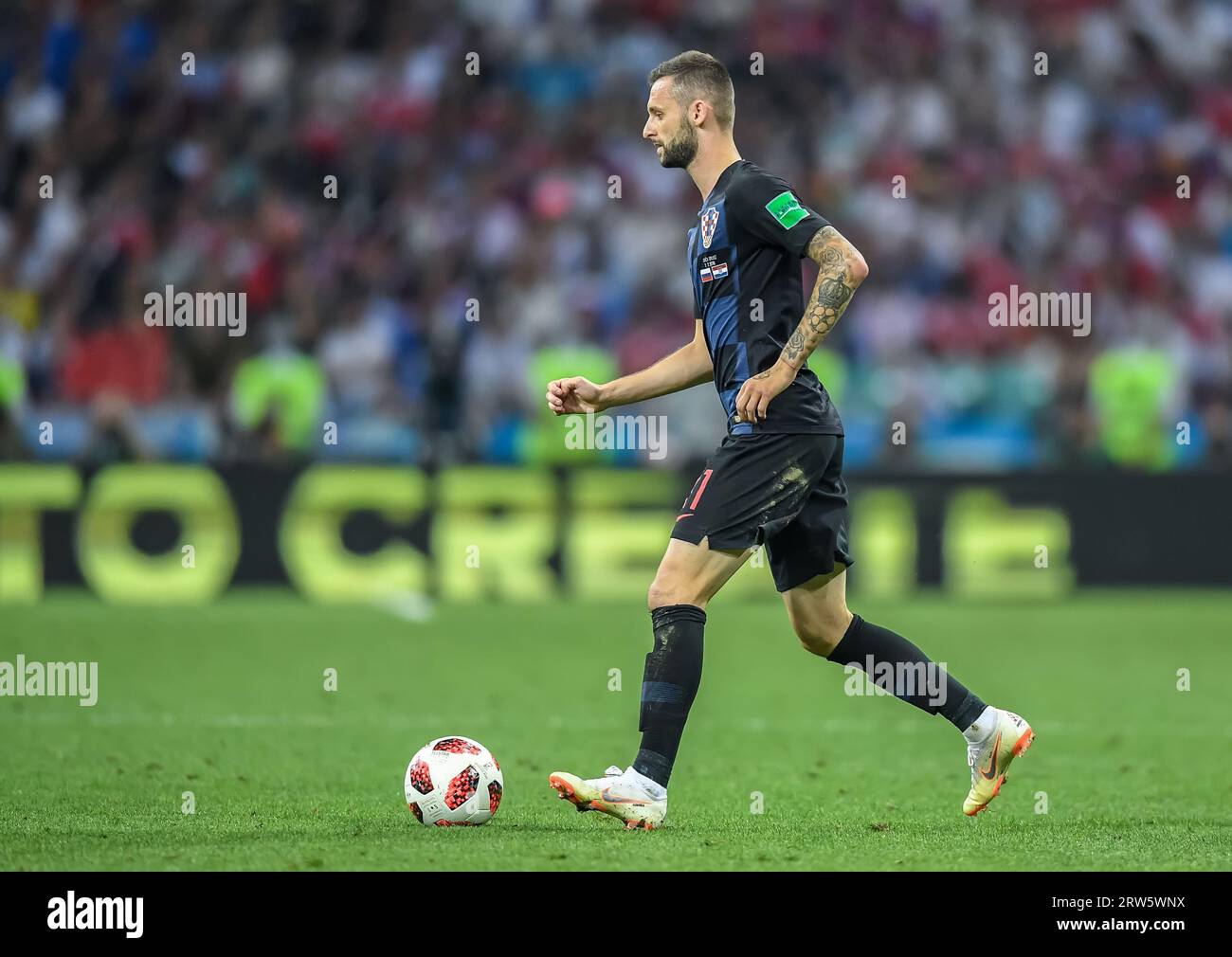 Sochi, Russia – July 7, 2018. Croatia national football team midfielder Marcelo Brozovic during World Cup 2018 quarter-final Russia vs Croatia (2-2). Stock Photo