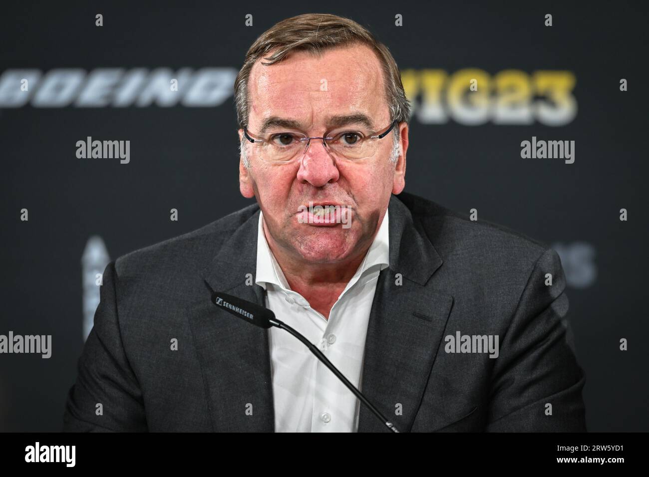 Düsseldorf, Germany. 16th Sep, 2023. Boris Pistorius, SPD, Federal Minister of Defence of Germany and member of the German government, speaks at the Invictus Games closing press conference. Credit: Imageplotter/Alamy Live News Stock Photo