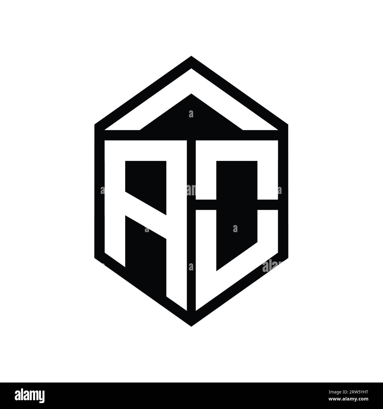 AO Letter Logo monogram simple hexagon shield shape isolated style ...