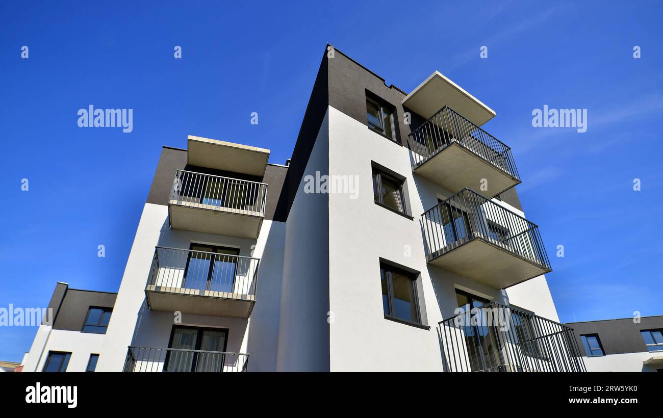Modern apartment building in a residential area of a city. Contemporary ...