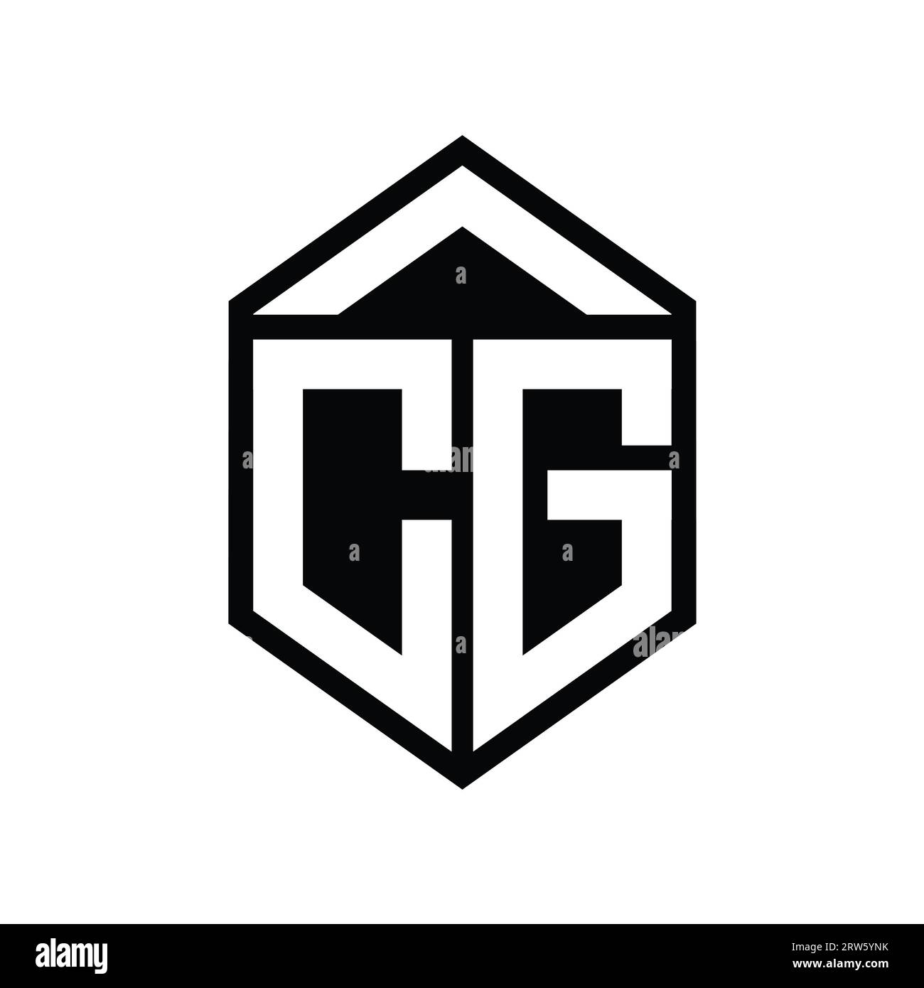 CG Letter Logo monogram simple hexagon shield shape isolated style