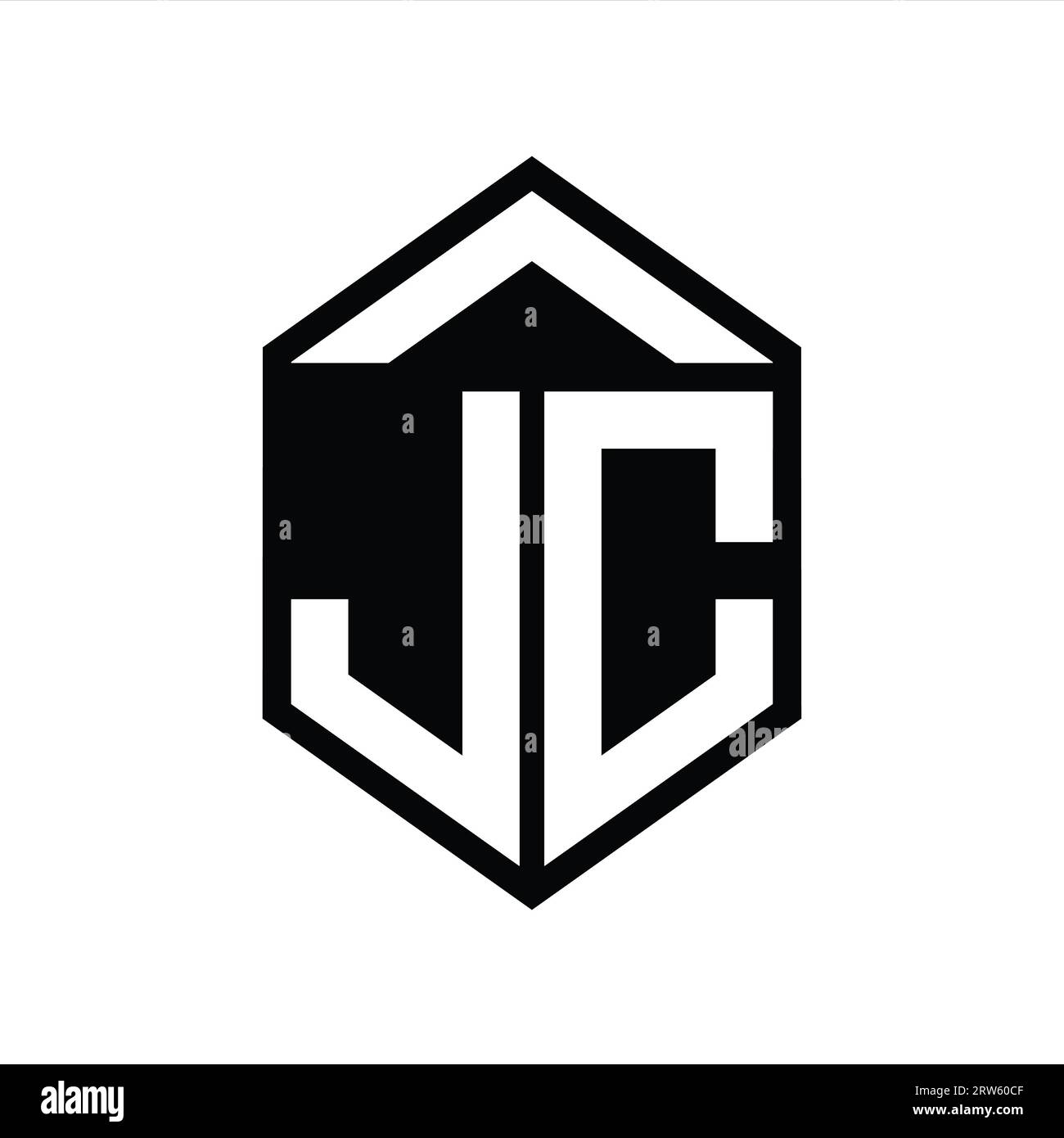 JC Letter Logo monogram simple hexagon shield shape isolated style design template Stock Photo
