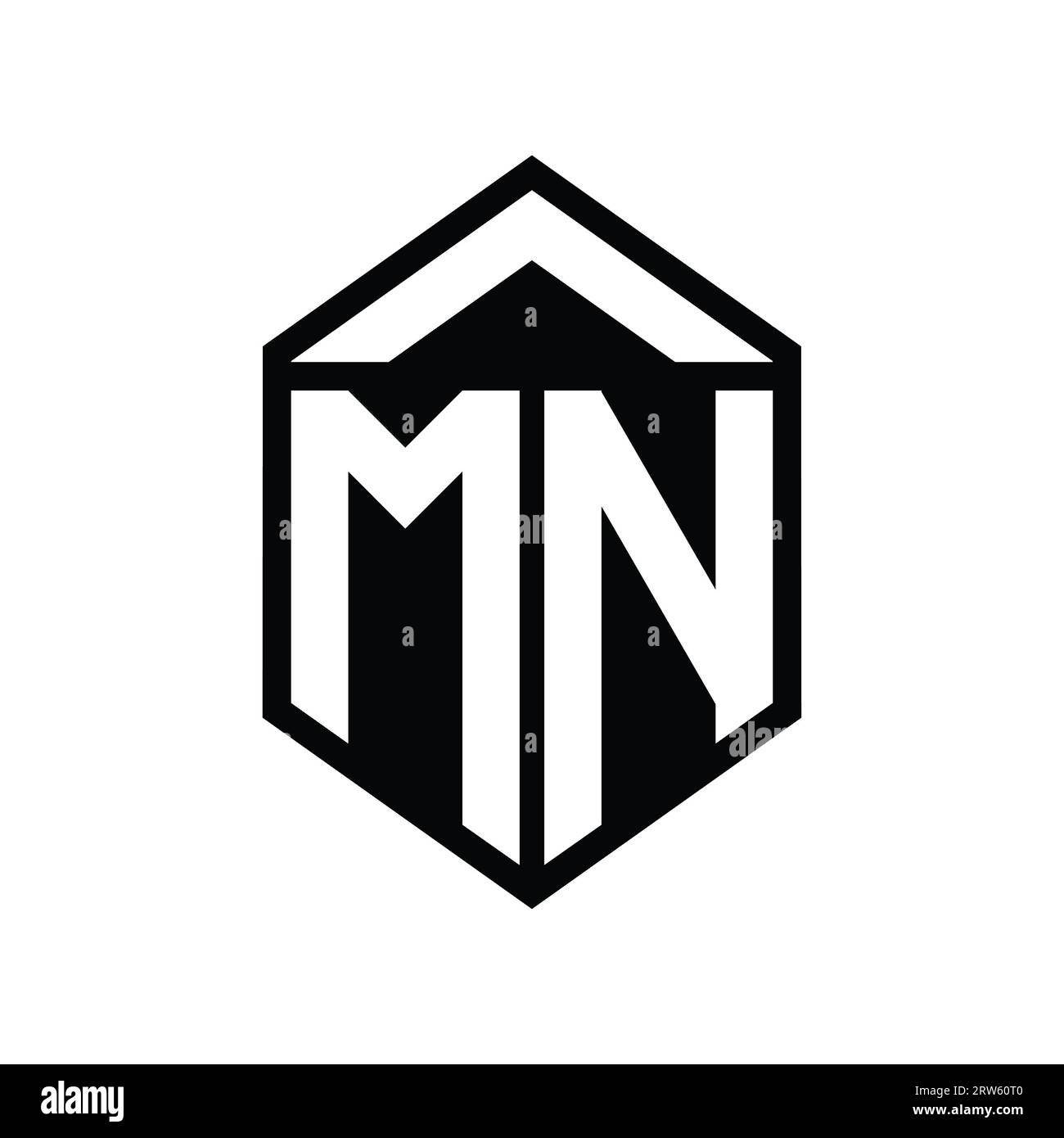 MM Letter Logo monogram hexagon shield shape crown with sharp style design  template Stock Photo - Alamy