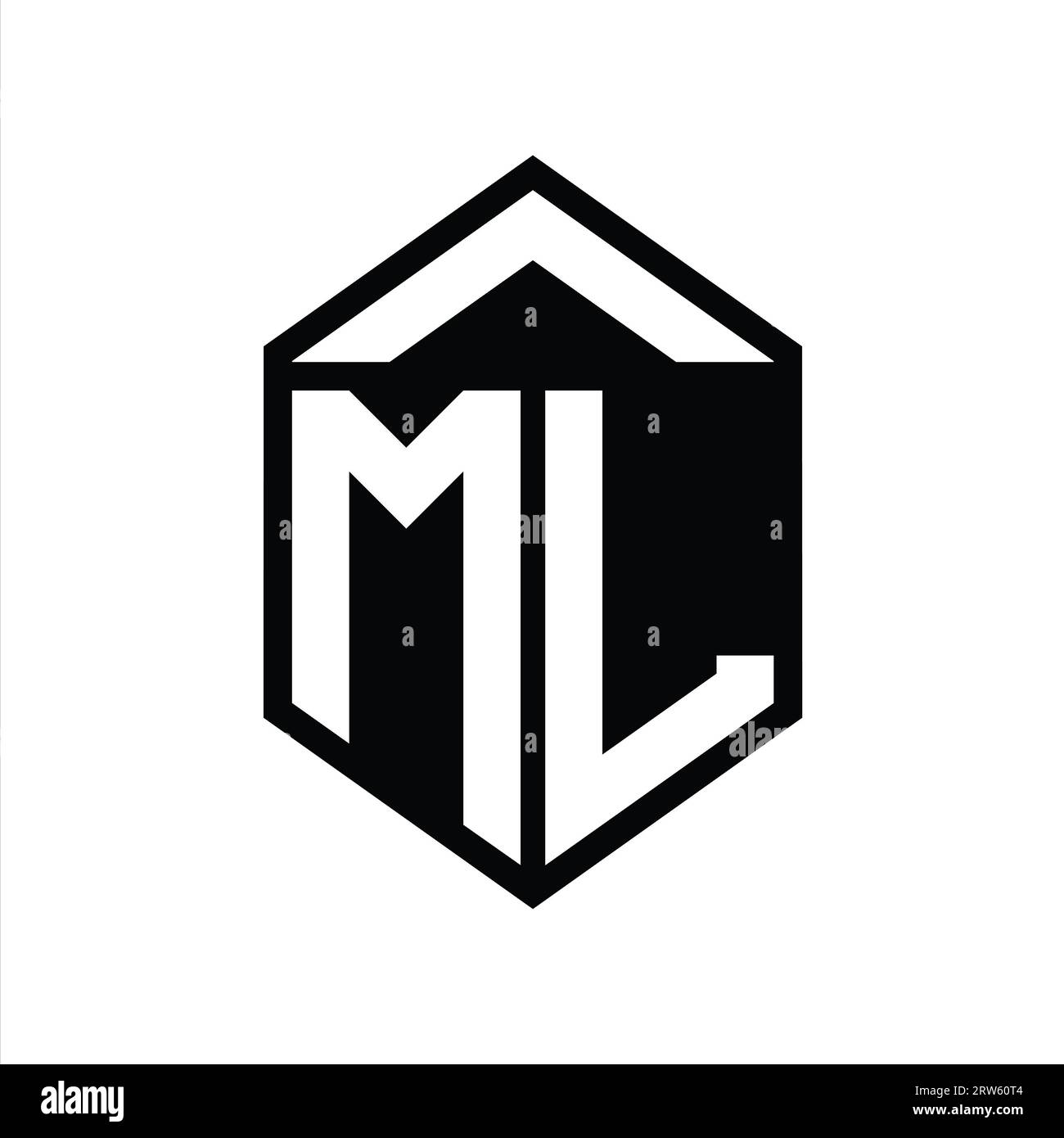 ML Letter Logo monogram simple hexagon shield shape isolated style ...