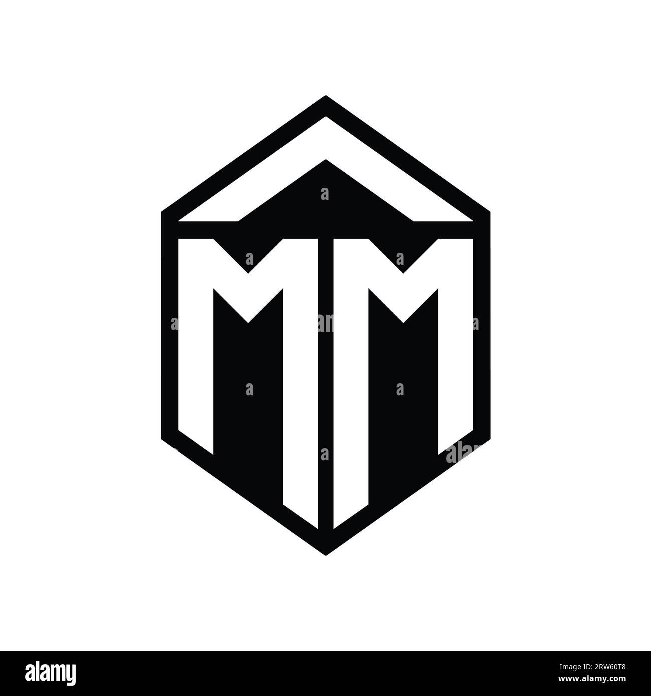 Mm logo monogram with emblem shield shape design Vector Image