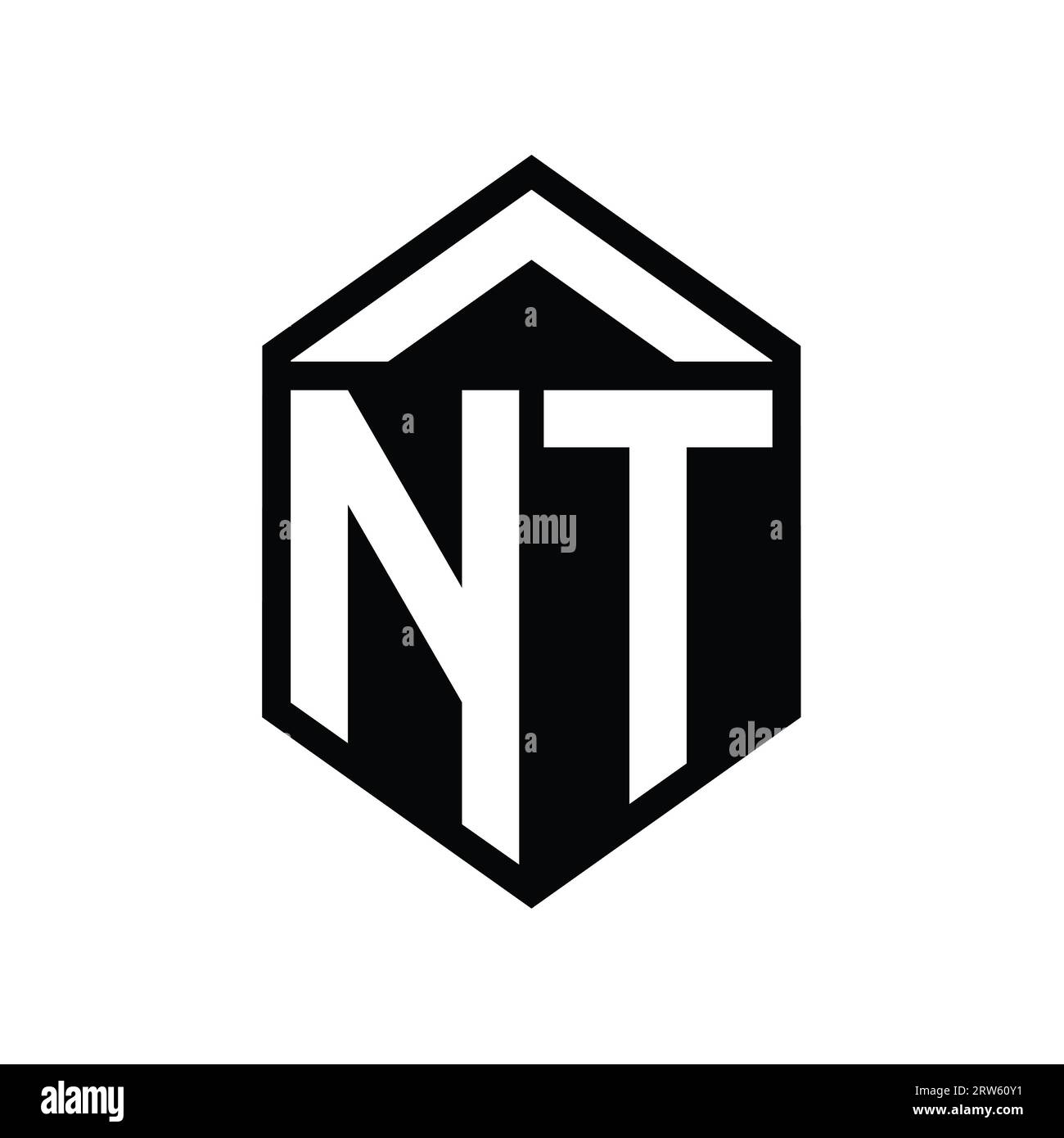 NT Letter Logo monogram simple hexagon shield shape isolated style ...