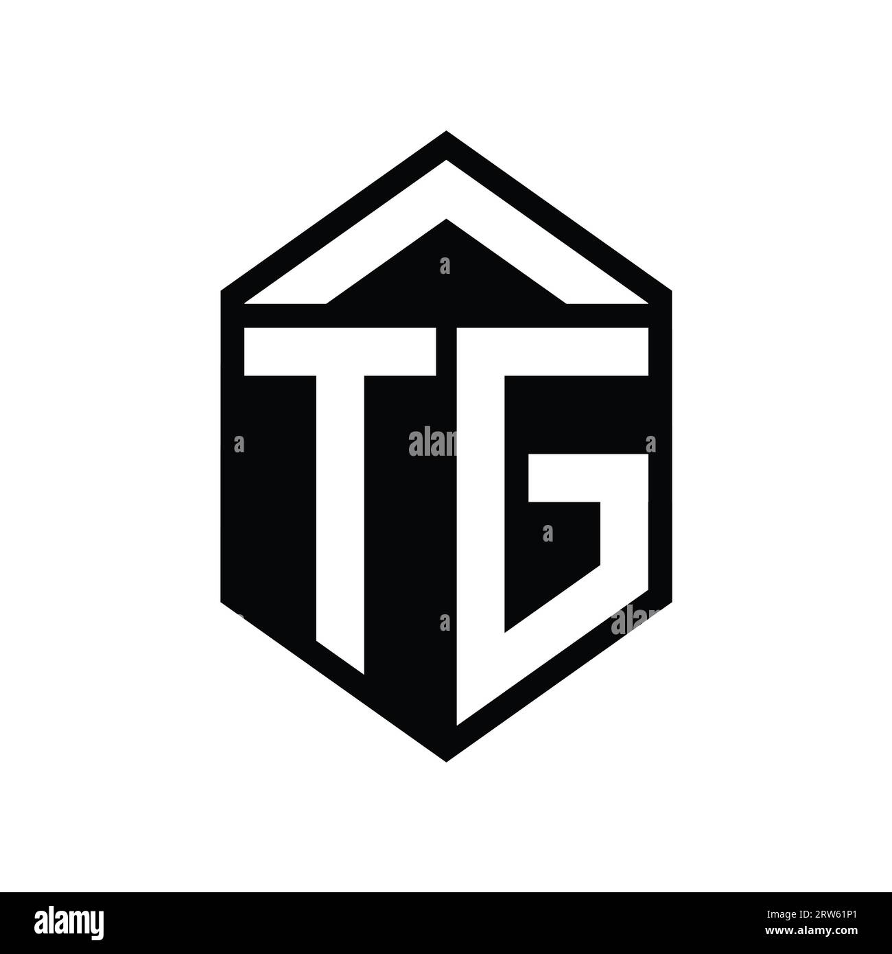 TG Letter Logo monogram simple hexagon shield shape isolated style ...