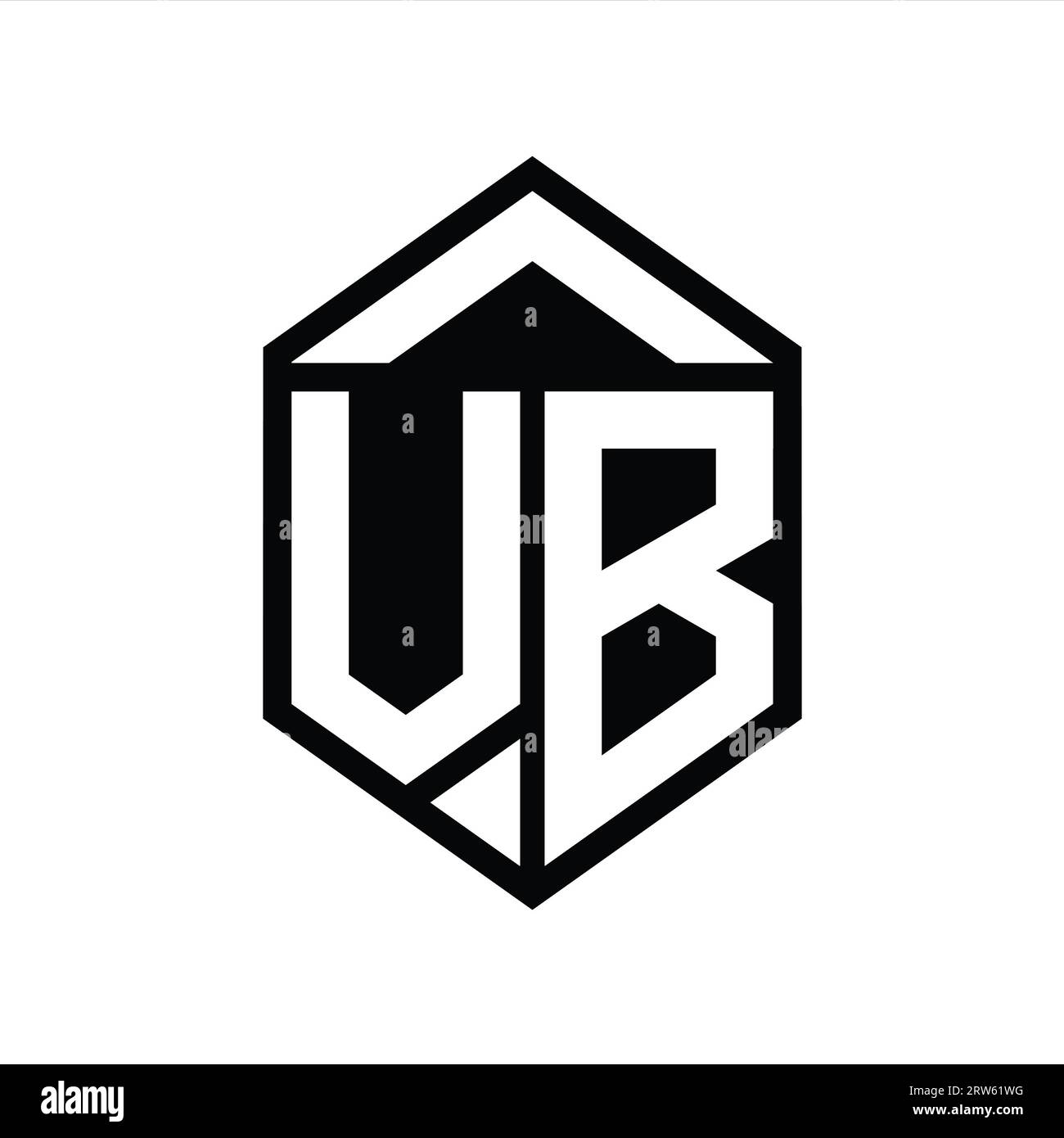 VB Letter Logo monogram simple hexagon shield shape isolated style ...
