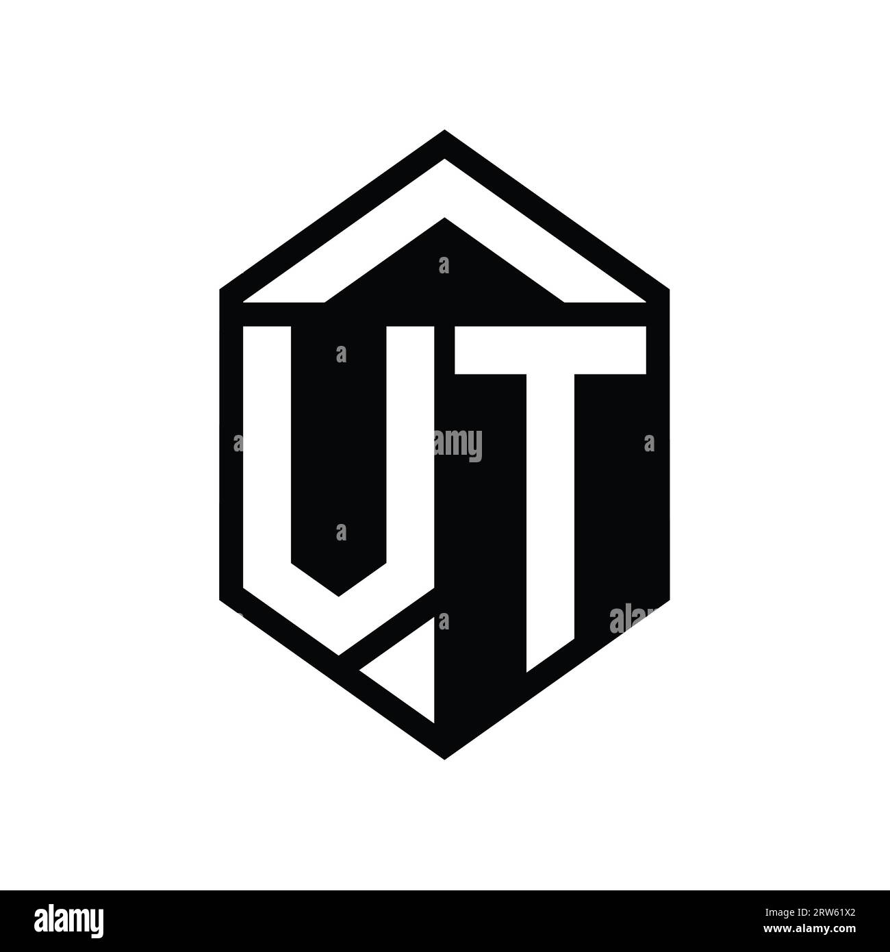 VT Letter Logo monogram simple hexagon shield shape isolated style ...