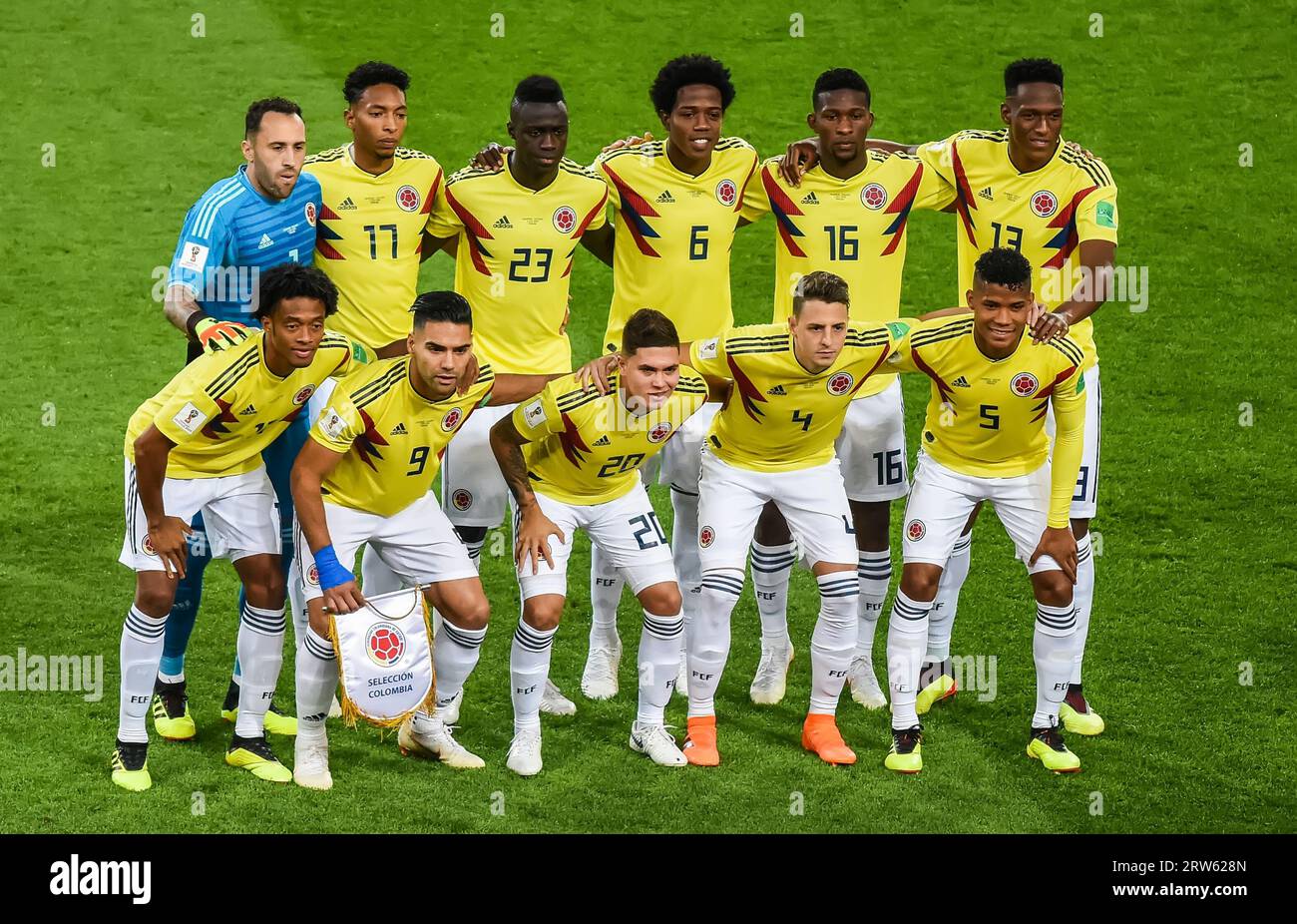 Moscow, Russia – July 3, 2018. Team photo of Colombia national football team before World Cup 2018 Round of 16 match Colombia vs England. Stock Photo