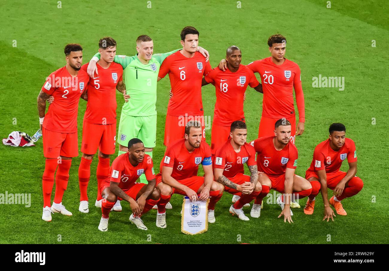 Moscow, Russia – July 3, 2018. Team photo of England national football team before World Cup 2018 Round of 16 match Colombia vs England. Stock Photo
