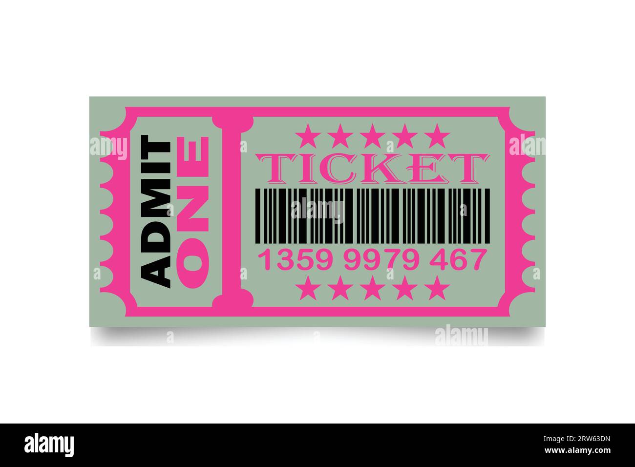 Barcode ticket icon. Flat illustration of Admit one ticket vector icon for cinema, theater, concert, performance, party, event, festival. Stock Vector