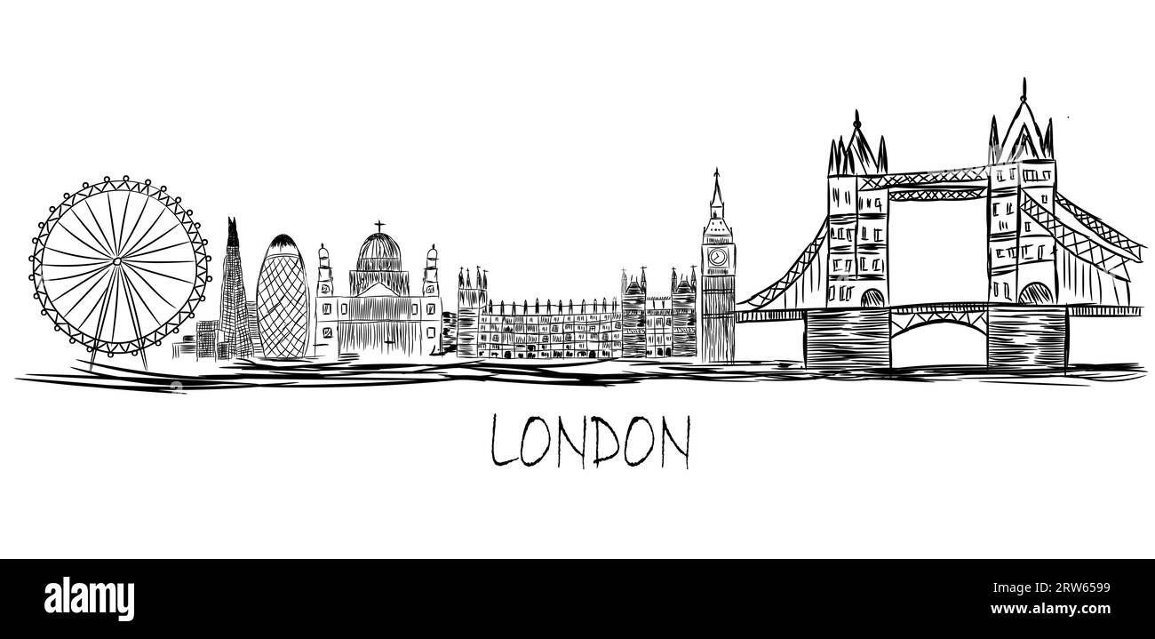 London skyline silhouette vector Black and White Stock Photos & Images ...