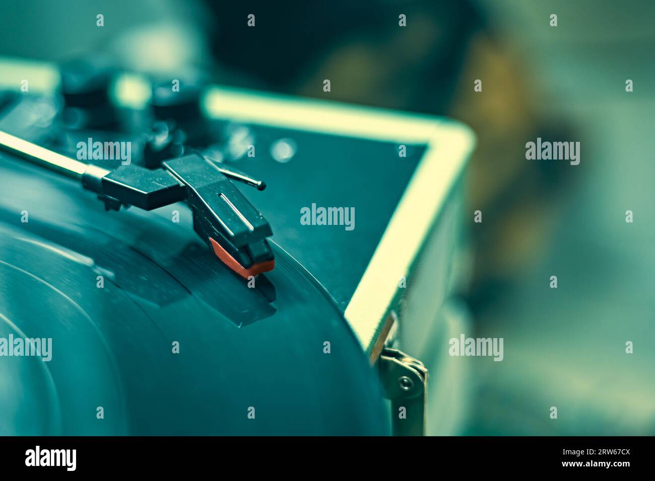 Vinyl Record spinning on turntable, Selective focus Stock Photo - Alamy
