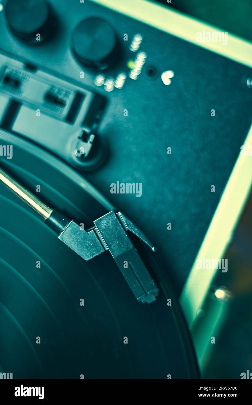 Vinyl Record spinning on turntable, Selective focus Stock Photo - Alamy