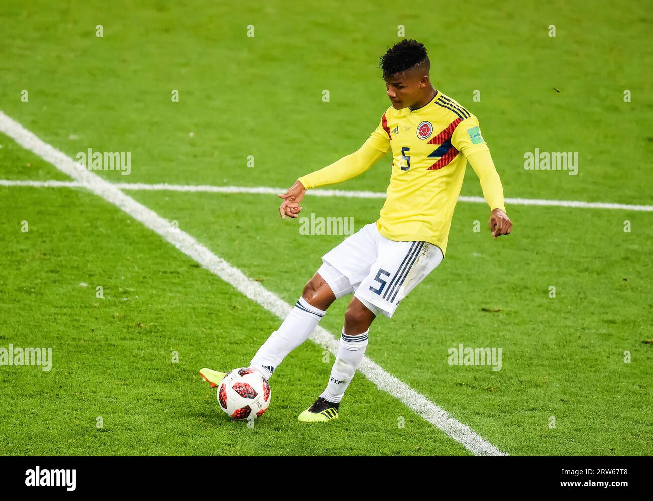 Moscow, Russia – July 3, 2018. Colombia national football team midfielder Wilmar Barrios in action during World Cup 2018 Round of 16 match Colombia vs Stock Photo