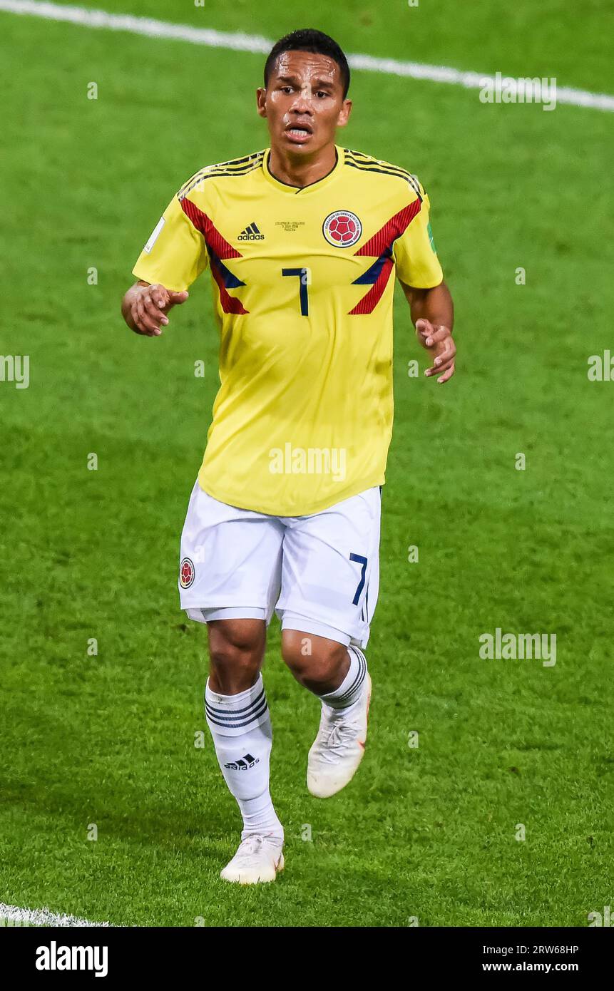 Moscow, Russia – July 3, 2018. Colombia national football team striker Carlos Bacca in action during World Cup 2018 Round of 16 match Colombia vs Engl Stock Photo
