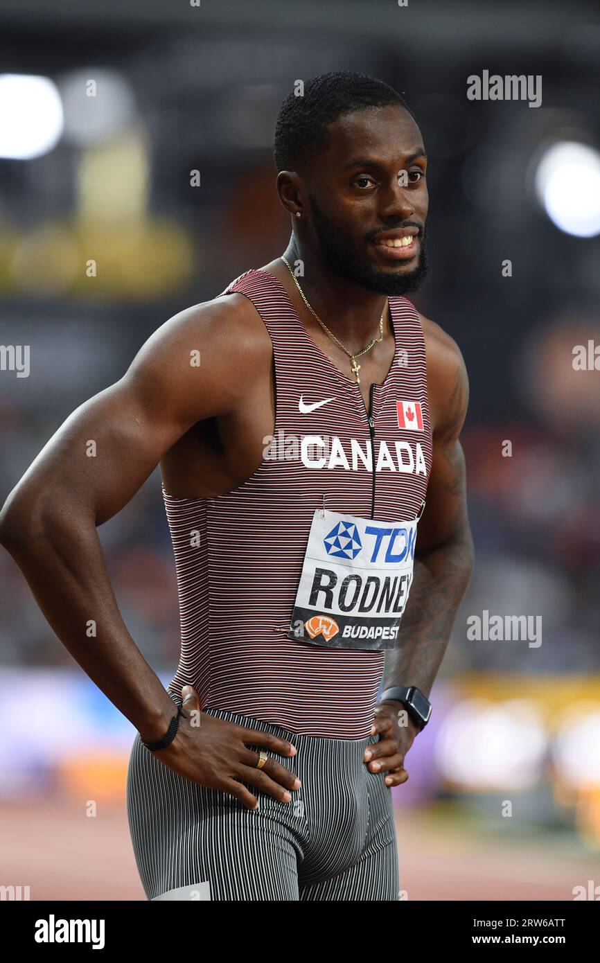 Brendon Rodney of Canada competing in the men's 4x100m heat 2 on