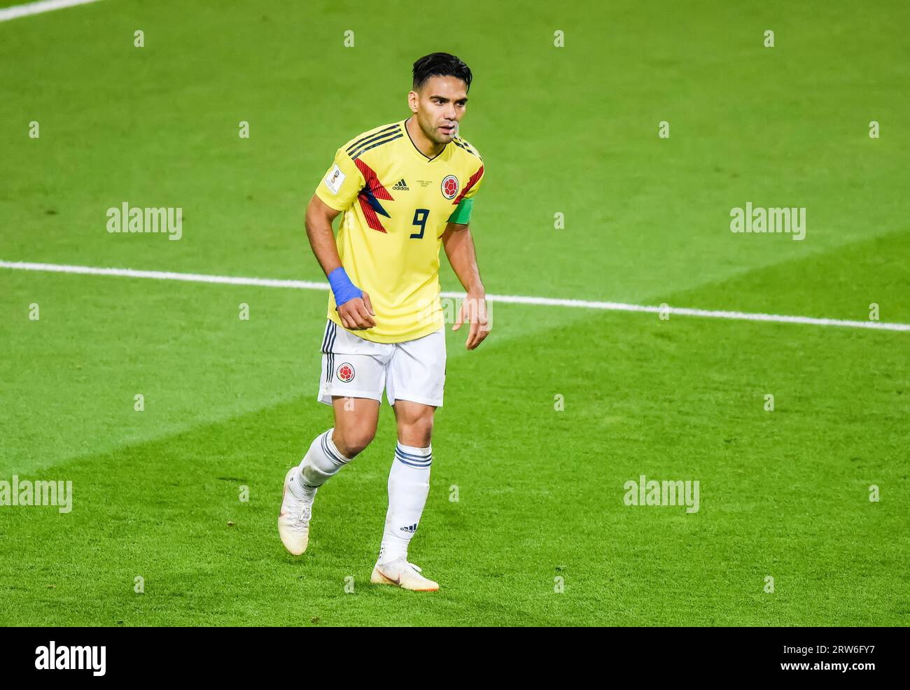 Moscow, Russia – July 3, 2018. Colombia national football team striker Radamel Falcao during World Cup 2018 Round of 16 match Colombia vs England Stock Photo