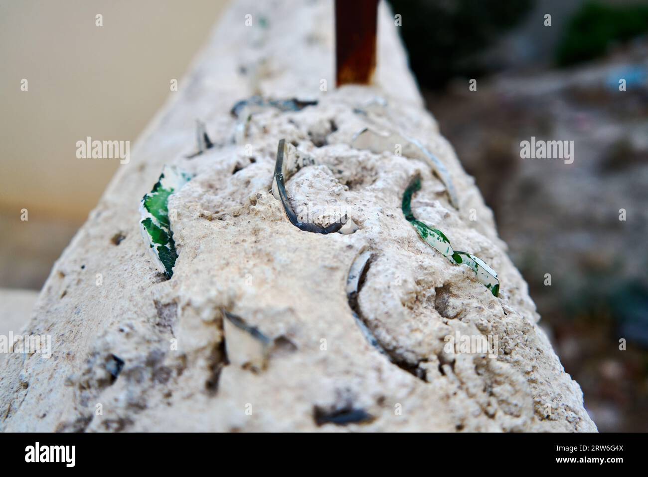 Broken glass on the ground Stock Photo
